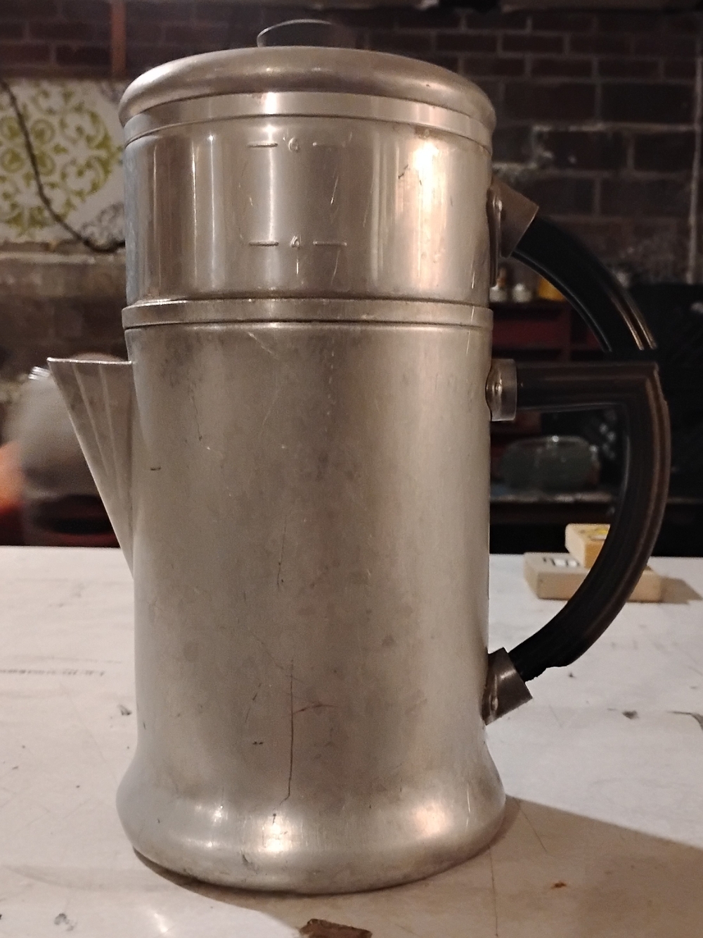 Aluminum Stovetop Coffee Percolator with Black Handle - Silver